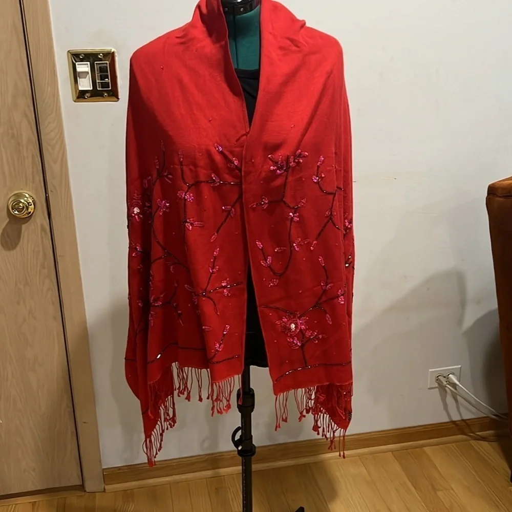 Red sequin scarf/shawl